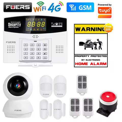 Fuers W214 WIFI 4G GSM Wireless Alarm System work with Tuya Smart APP Burglar Home Security Motion W