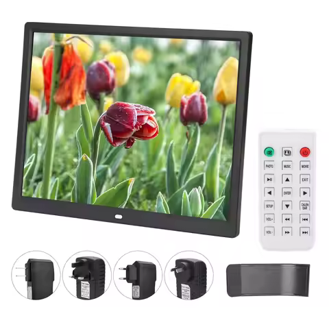 Protable 15in HD Digital Photo Display Frame Remote Controller 1024x768 Resolution Clear Display Sup