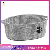 [xinhuan75l.] Pet Storage Bin Dog Cat Toy Box Small Woven Rope Basket for Living Room, Grey