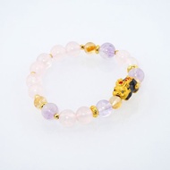 寶麗金珠寶-黃金溫感貔貅粉晶造型手鍊