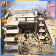 Pet Wooden Platform Hamster Second Floor Platform with Wooden Legs Ladder Landscaping Furniture V3hu