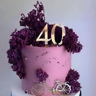 Gold Acrylic Number 40 Cake Topper, Happy 40th Birthday Cake Decoration, 40th Anniversary Party Deco