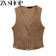 ZARAˉ Autumn New Womens Texture Sleeveless Cardigan Vest Top Casual Trousers 5039278 5039277 2025 im