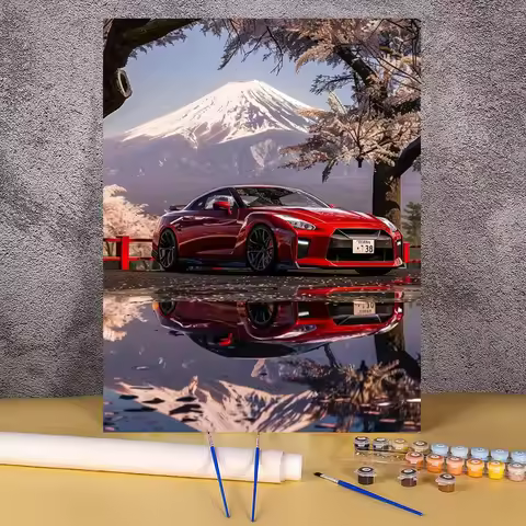 Acrylic Paint By Numbers Red Sports Car  Painting By Numbers On Canvas Coloring By Number For Adults