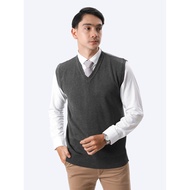 Gomuda Men's Knit Vest Dark Grey Vest for Men