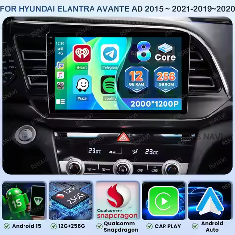 Android 15 Car Radio For Hyundai Elantra Avante AD 2015 ~ 2021-2019 ~ 2020 Head Unit Multimedia QLED