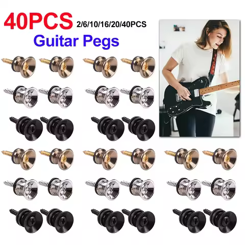 40-2pcs Metal Guitar Button Electric Bass Strap Locking Pegs Metal End Ukulele Buckle Lock Pins Part