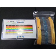 30Value*20pc=600pc 1/4W Metal Film Resistor Kit 1% Assorted Box Set  470R 510R 680R 1k 2.2K 3.3K 4.7