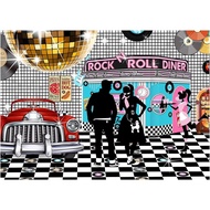 50s Diner Backdrop Large Banner Decoration Dessert Table Background Photobooth Prop Non-Washable 7x5