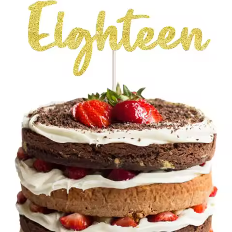 18 Cake Toppers, eighteen Birthday Cake Toppers, Golden 18th Cake Topper for Men, 18 Cake Topper For