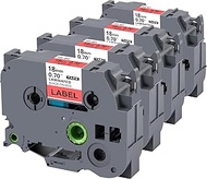 Weemay 4 Pack Compatible Label Tape Replacement for 18mm 0.7 Inch Laminated Tape TZe-441 TZe441 TZ44