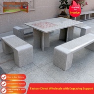 Huian Granite Exquisite Carved Stone Table & Stool Set, Eco-Friendly Durable Outdoor Furniture for G