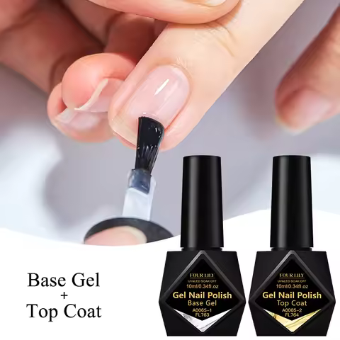 10ml/Bottle Base Gel, Top Coat & Matte Top Coat Clear Transparent Functional Nail Care Varnishes Kit