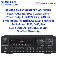 Sakura AV-739UB 750W X 2 Bluetooth Mixing Amplifier