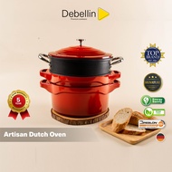 DEBELLIN Artisan Dutch Oven \[Merah]\ Panci Set Anti Lengket Isi Casserole (Panci Kaserol) Steamer (