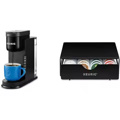 K-ExprCoee Maker, Single Serve K-Cup Pod , Black, 12.8' L x 5.1' W x 12.6' H & Slim Non-Rolling Stor