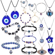 Evil Eye Pendant Necklaces for Women Men Evil Eye Charms Bracelets for Blessing Blue Evil Eye Rings 