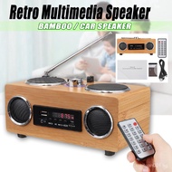 [kline]Retro Vintage Radio Super Bass FM Radio Bamboo Multimedia Speaker Classical Receiver USB With MP3 Player Remote Control Retro Vintage Radio Super Bass FM Radio Bamboo Multim