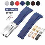 20mm Silicone Watch Band for Rolex GMT Water Ghost Submariner Daytona Rubber Watch Strap Waterproof 