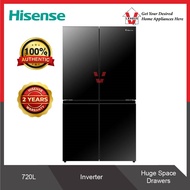 HISENSE RQ768N4ABU FRIDGE 4 DOORS 720.0L INVERTER R600A BLACK GLASS