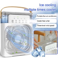 Air Cooler Fan 3 in 1 Portable USB Mini Aircond Humidifier Kipas Mini Air Conditioner Cooling Fan With 7 Color LED Light