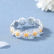 IZR2 Small chrysanthemum ring, forest style, fresh summer, white flowers, Korean version, simple dai