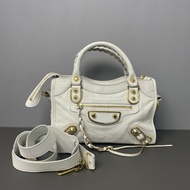 Balenciaga 白色 金扣 city機車包