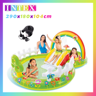INTEX 57154 สระว่ายน้ำเป่าลมสำหรับเด็กสไลด์มีอุโมงน้ำพุOcean Ball Poo สระว่ายน้ำเด็กInflatable สระว่ายน้ำเด็กสระว่ายน้ำ290*180*104ซ