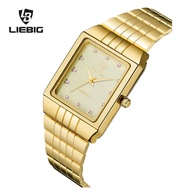 LIEBIG นาฬิกาแฟชั่นใหม่สีทองแบบลำลองสำหรับผู้หญิงและผู้ชายนาฬิกาคู่รัก8808