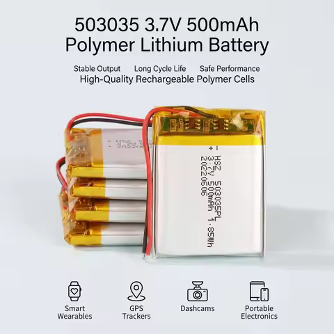 PURFIELD 503035 3.7V 500mAh Lithium Polymer Battery For LED Light Driving Recorder Radio Bluetooth S