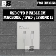 MACBOOK AIR M1 M2 I-PAD TYPE-C TO TYPE-C DATA CABLE 1M 2 METER USB-C CHARGER FAST CHARGING iphone
