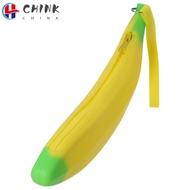 CHINK Banana Zero Wallet, Banana Shape 2.36*7.87 Inch Silicone Pen Bag, Big Capacity Silicone Yellow
