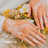 Stiker Instant Inai Putih Corak Design Simple Untuk Pengantin Tunang Nikah White Henna Waterproof Ta