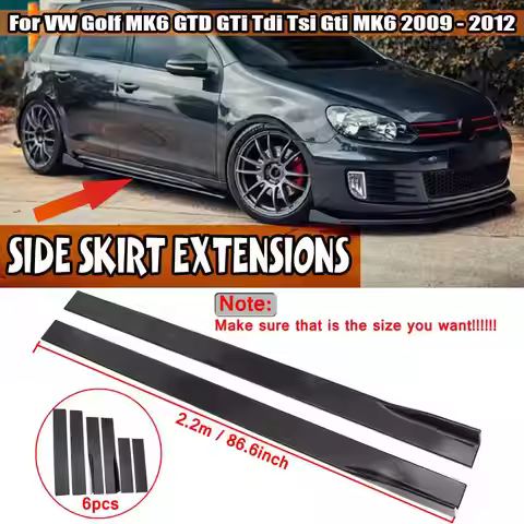 86.6'' 2.2m Black/Carbon Car Side Skirt Extension Lip Splitter Lip For VW Golf MK5 MK6 GTD GTI TDI T