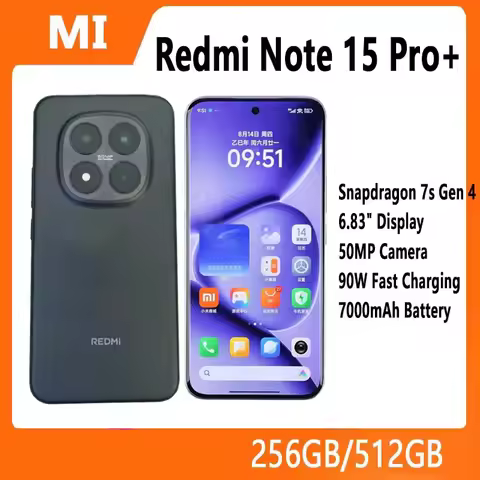 China Version Xiaomi Redmi Note 15 Pro+ Smartphones Snapdragon 7s Gen 4 6.83" 1.5K Display 50MP Came