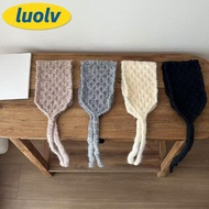 LUOLV Strap Hat, Solid Color Ins Style Earmuff, Versatile Knitted Wool Warm Bomber Hats Autumn Winte