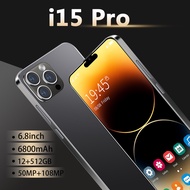 【COD】Original I15HD Pro Max Smartphone 6.8 inch HD Phone 5G Wifi (12GB Ram + 512GB Rom) Smart Gaming 6800mAh Handphone Mobilephone HD Camera Dual SIM Cellphone on Sale Free Ship murang phone