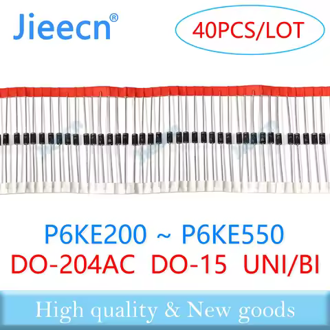 40PCS P6KE200 P6KE220 P6KE250 P6KE300 P6KE350 P6KE400 P6KE440 P6KE480 P6KE510 P6KE540 P6KE550 DO-15 