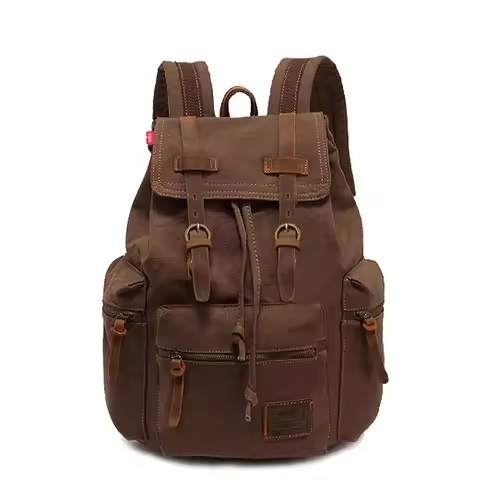 Canvas Retro Men's Bag Backpack Suitable 14 Inch Laptop Backpack Vintage 36-55L Wear-resistant Backp