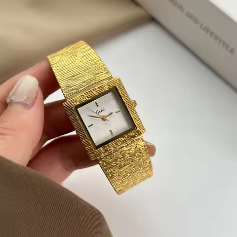 GEDI Brand Watch Retro Simple Square Texture Gold Watch Waterproof Women's Light Luxury Steel Strap 