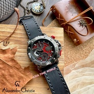 [Original] Alexandre Christie 9205 MCLIGRE Chronograph Man's Watch with 50m Water Resistant Black Genuine Leather
