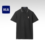 HLA Qee Series Bear Emboridery Cool Feeling Short Sleeve Polo Shirt Men  - HNTPD2Y113AB6