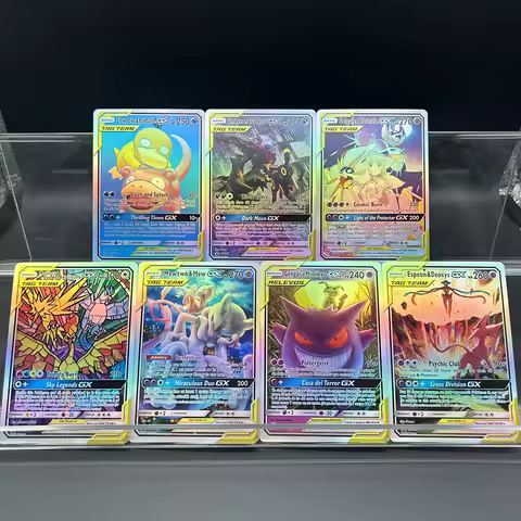 Diy Anime PTCG Selfmade Color Flash Card Slowpoke Psyduck Umbreon Darkai Solgaleo Lunala Gx English 