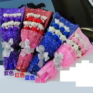 6pcs teddy bear with 6 flower bouquet with Gift box Love Bouquet flower