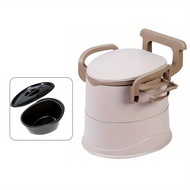 1pc Portable Mobile Toilet Chair with Comfort Backrest Armrests and Tissue Holder - Sturdy PP Materi