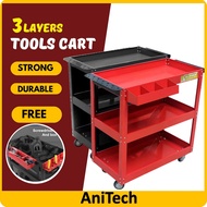 450kg Heavy Duty 3 Layers Service Cart Metal Steel Tool Cart Trolley Barang Garaj Bengkel Tools Shelf Storage Toolcart