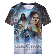 God of War Ragnarok 3D พิมพ์เสื้อยืดฤดูร้อน PLUS ขนาด TShirt Harajuku streetwear สไตล์แขนสั้น TOP Tees 2xs-6xl