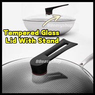 🔥Heavy Duty Tempered Glass Wok Cover / Wok Lid / Glass Lid - 32cm / 34cm with long handle Penutup Ku
