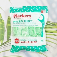 ไหมขัดฟัน รสมิ้นต์ ทำความสะอาดซอกฟัน ลดคราบอาหาร Micro Mint Dental Flossers 150 ชิ้น(Plackers®)