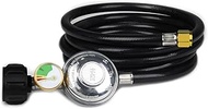 5 Feet Propane Regulator with Hose and Tank Gauge - Universal QCC1 Type BBQ Regulator and Hose Repla